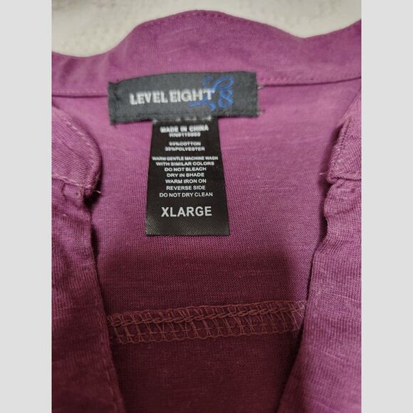 Purple Ruffle Button Front Blouse Short Sleeve Babydoll Top Women’s XL Work - Picture 5 of 6